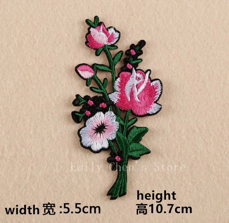 2017 New Patches 10 pcs Beautiful Flowers embroidered emblem patches iron on Motif Applique Fabric cloth embroidery accessory