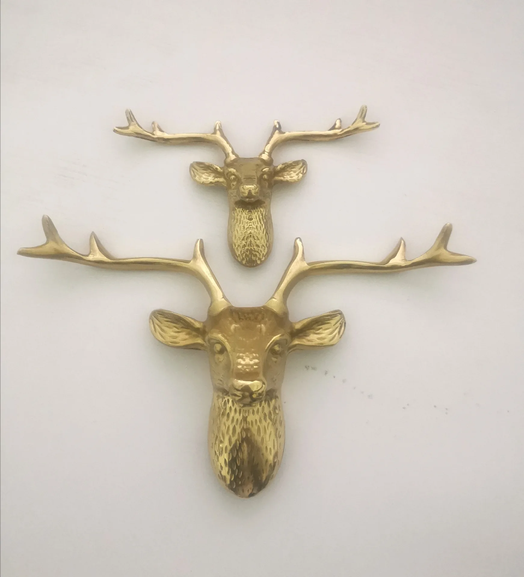 Elk Head Copper Home Decoration Wardrobe Cabinet Door Handles Brass Deer Head Hook Hanger Rack Wall Mount Furniture Hardware
