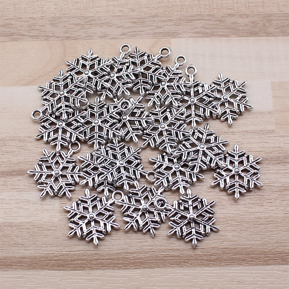 IFOCUS 20pcs/Lot Snowflake Charms For DIY Jewelry Making Zinc Alloy 22x16mm/0.87x0.63inch