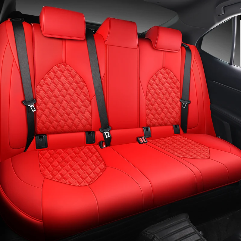 US version Car Special Seat Cover For Toyota Camry 2018-2024 Waterproof Protective Leather Internal Decorative Accessories -Red