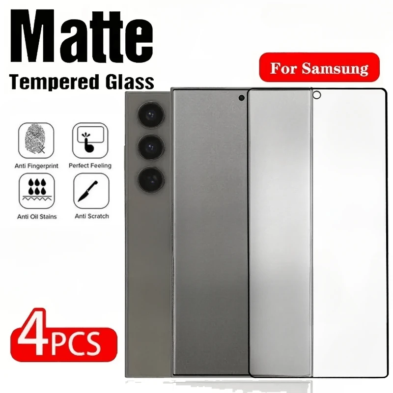 4Pcs Matte Tempered Glass For Samsung Galaxy S25 S24 Ultra S23 S22 Plus Screen Protector For Samsung S24 S23 FE Anti-Fingerprint
