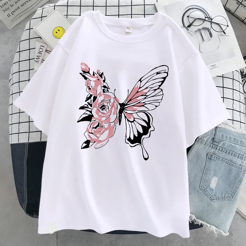 

The Combination Of Red Roses And Bows Tshirt Women Oversized Sport T-Shirt Fashion Breathable Streetwear Casual Soft T Shirts