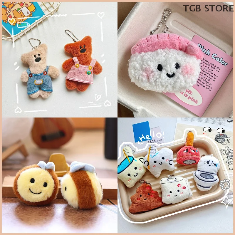 

1Pcs Stuffed Doll Keychain Cartoon Bean Bear Plush Toy Lovely Bear Pendant Plush Doll Couple Bag Charms