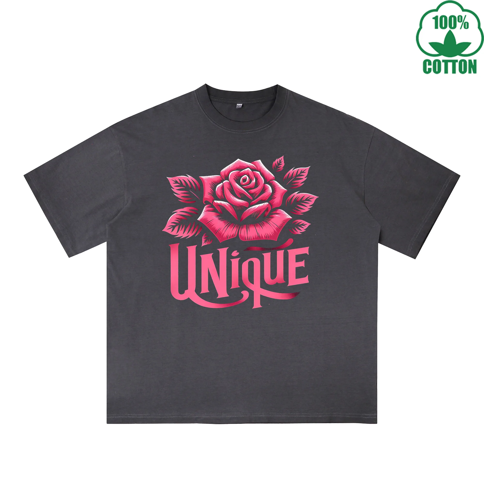 Unique Printed Dirty WashT-Shirt 230G Multicolor Loose Trendy Short Sleeves Fashionable 100%Cotton Top