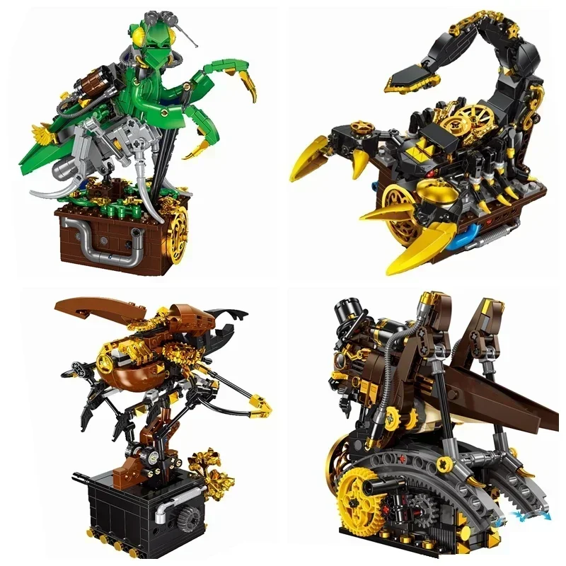 

Technical Mech Insect Mantis Scorpion Grasshopper Beetle Movable Creative Model Building Blocks Toys for Children Animals Toy