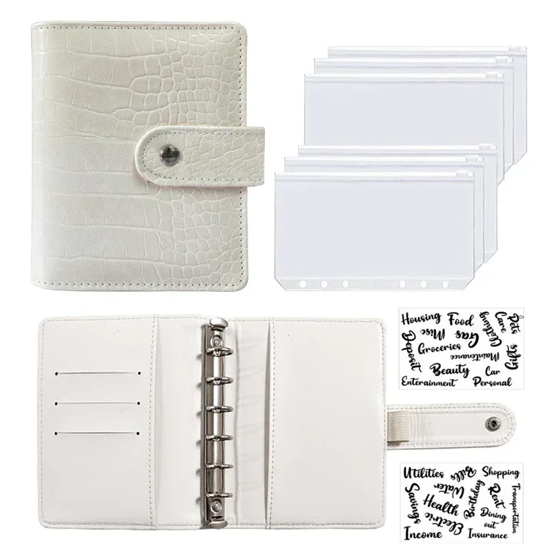 Imagem -02 - Recarregável pu Leather Budget Binder Planejador Pessoal de Folhas Soltas de Anéis Notebook com Bolsos com Zíper Sistema de Envelopes de Dinheiro a7