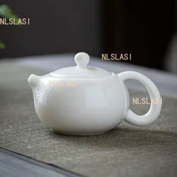 Mutton Fat Jade White Porcelain Teapot Ball Hole Filter Tea Infuser Handmade Ceramic Xishi Tea Pot Chinese Tea Ceremony Supplies
