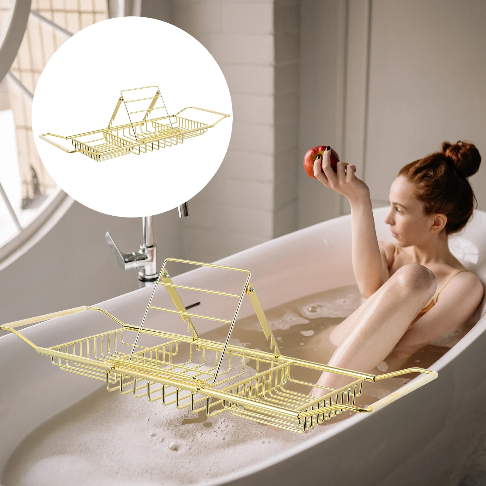 

Tablet Organizer Stand for Desk Bathtub Shelf Retractable Rack Marble Cell Phone