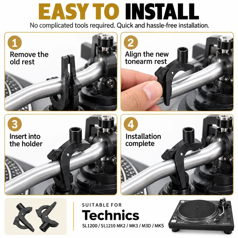 LP Vinyl Phonograph Tone Arm Base Rest, Essential Turntable Accessory Replacement for Technics SL-1200/SL-1210 MK2/MK3/M3D/MK5 image 2