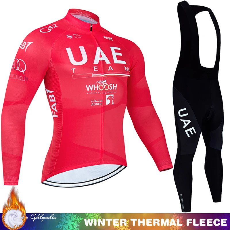 Cycling 2024 Maillot Man Winter Thermal UAE Jersey Men Set Professional Shirt Fleece Bib Uniform Clothes Mtb Male Clothing Suit