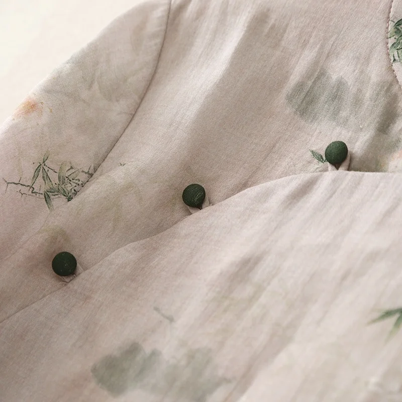 Neue chinesische Sle Damen irt Lingling Button Flachs Sommer Eleganz modifizierte Hanfu Top Five Sve National Sle Small ir...