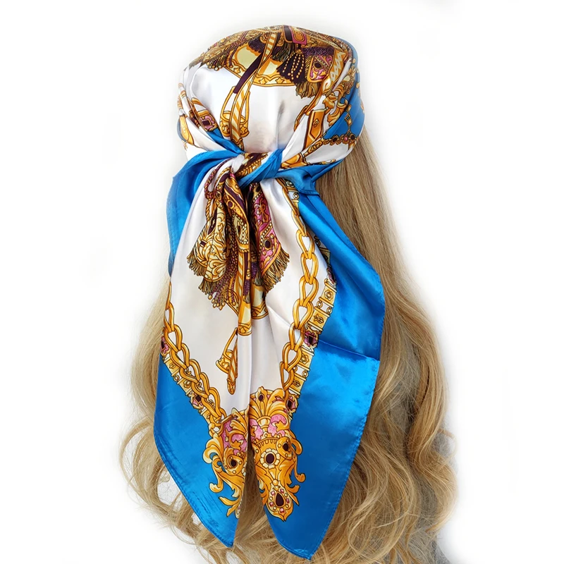 Lenços de seda femininos marca de luxo verão moda designer cabeça/lenço de cabelo 90*90cm hijab bandana cheveux foulard femme 90x90cm