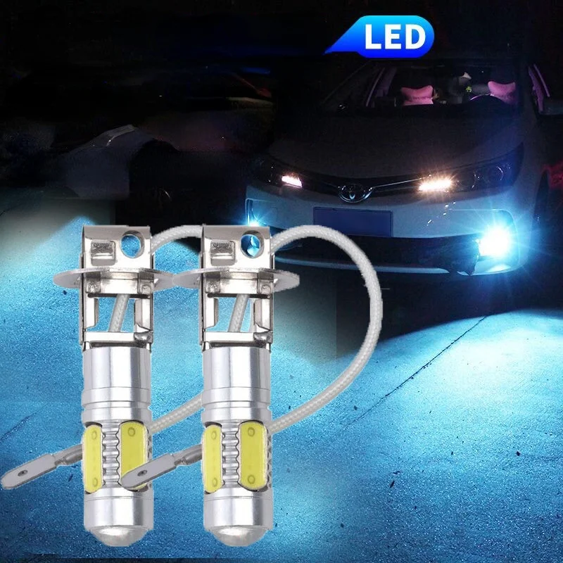 2pcs H3 LED Bulb Super Bright COB Car Fog Lights DC12V 6000K Running Light Auto Fog Lamp Day Running Light yellow Golden light