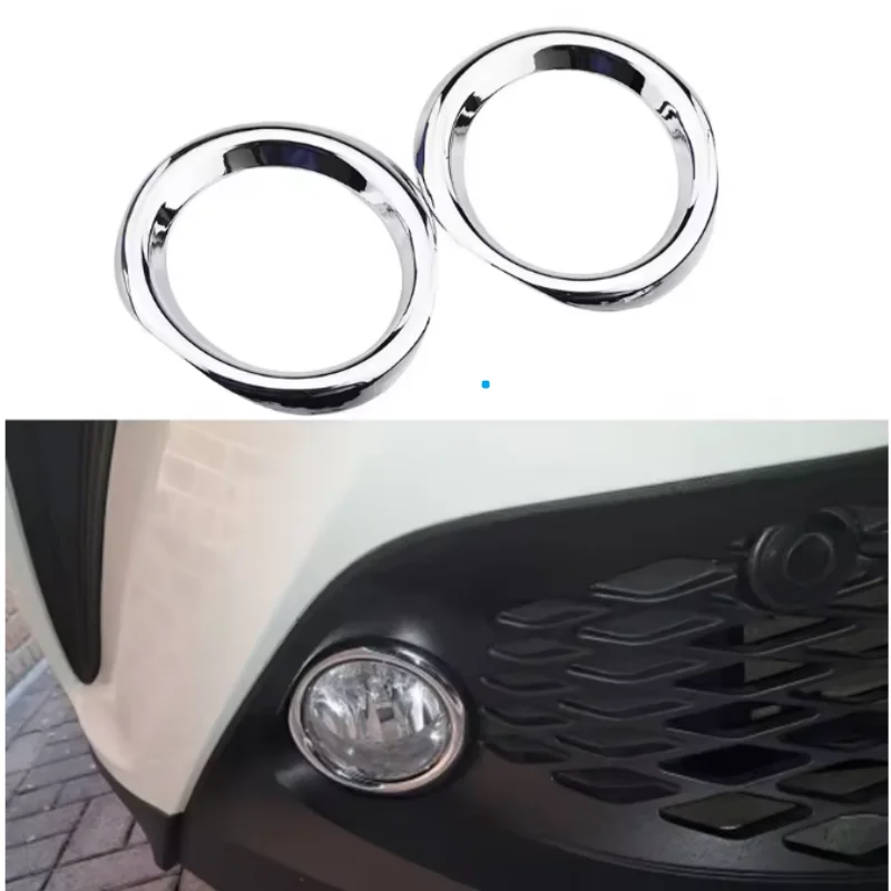 ABS Chrome Fog Light Ring Fit For Toyota C-HR 2017-2020 CHR Bumper Lamp Surrounds Cover