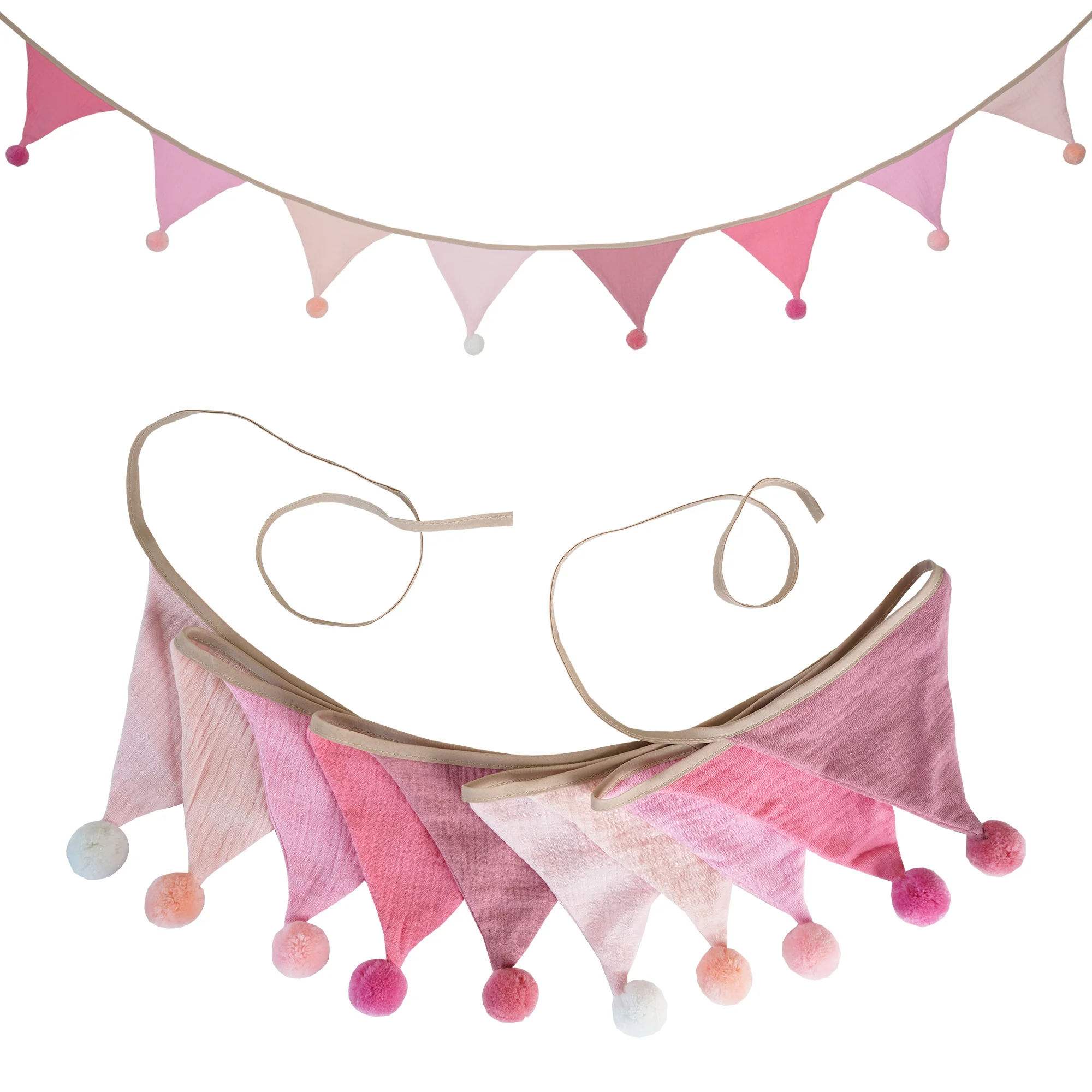 2,6 m/8,5 ft Kindergarten Stoff Bunting 10 Dreieck Wimpel Flaggen mit Kugeln Party Decor Banner Home Baby Dusche Karneval Girlande – Detail 16