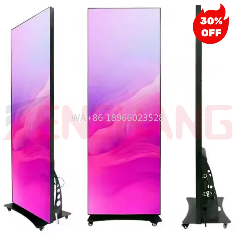 

Indoor P2.5 Full Color Digital Signage Poster LED Screen Mobile Shopping Center Cabinet for Car & Elevator Use