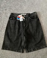 Retro Hip hop Embroidery Graphic Pants Cartoon Streetwear Denim Shorts Y2k Baggy Jorts Harajuku Gym Basketball Shorts Men