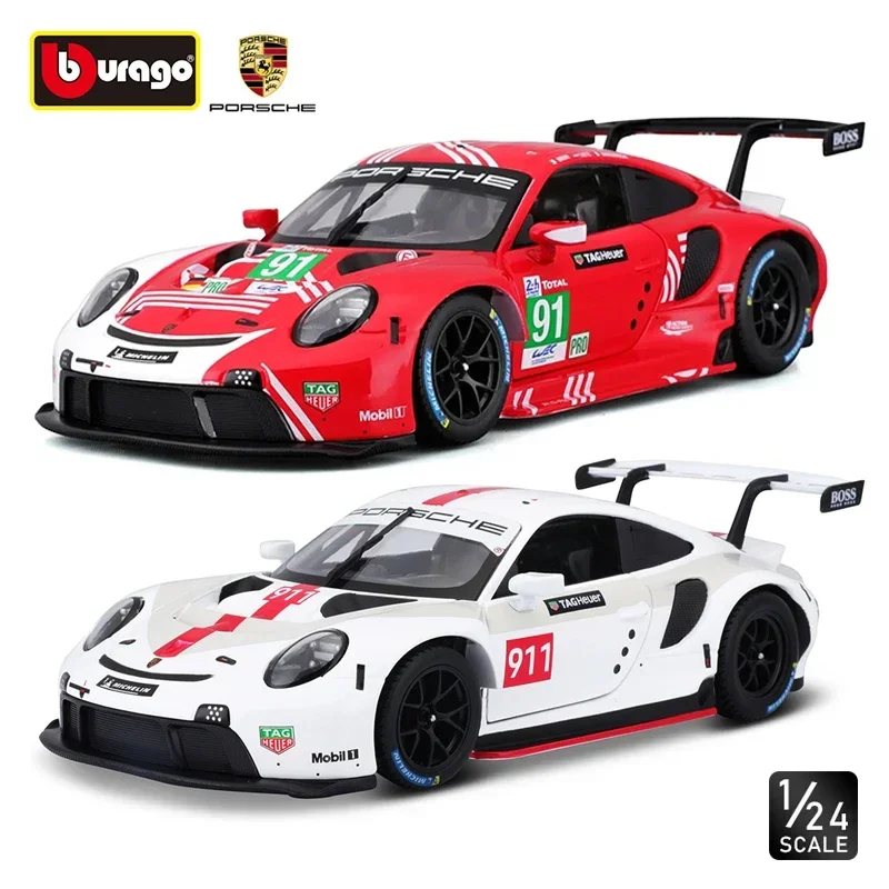 Bburago-Porsche 911 rsr lm 2020,weissach合金レーシングカー,高級車,ダイキャストカーモデル,おもちゃコレクション,クリスマス,1:24スケール