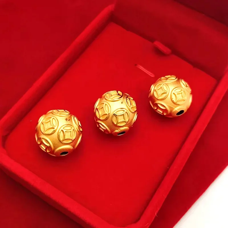 

Real Gold Lucky Beads, 24k Pure Gold Ball Coins Beads for Charms Bracelet Accessories 6mm-14mm Birthday Gift