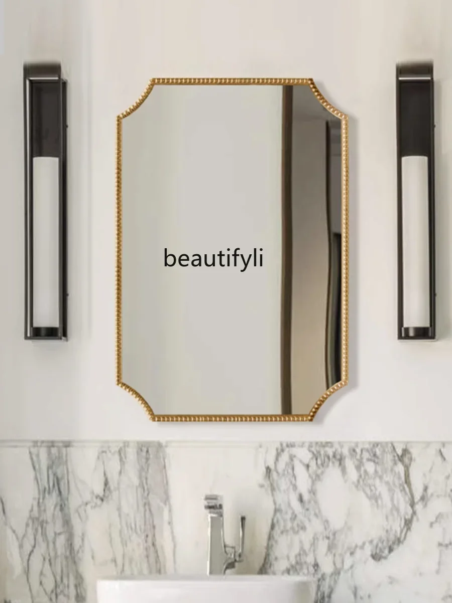 European wall-mounted retro washstand LED makeup mirror bedroom smart bathroom mirror French defogging bathroom mirror