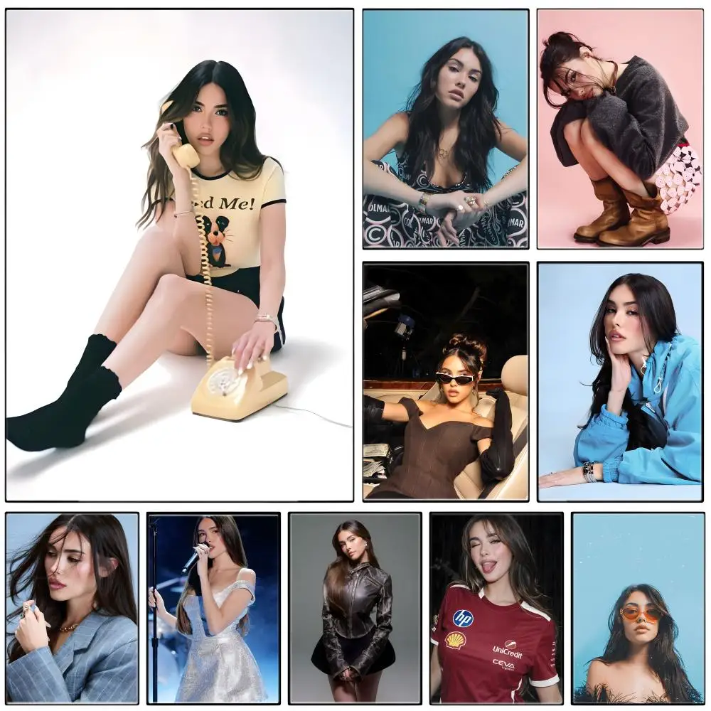 Póster de música Pop M-Madison Beer, pegatina de papel autoadhesiva impermeable, decoración de pared para cafetería, Bar y habitación