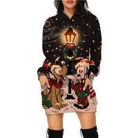 2024 Autumn/Winter Y2k Women's Hoodie Dress Hoodie Christmas Disney Mickey Mouse Series Cute 3D Printed S-3XL Sportswear Anime L