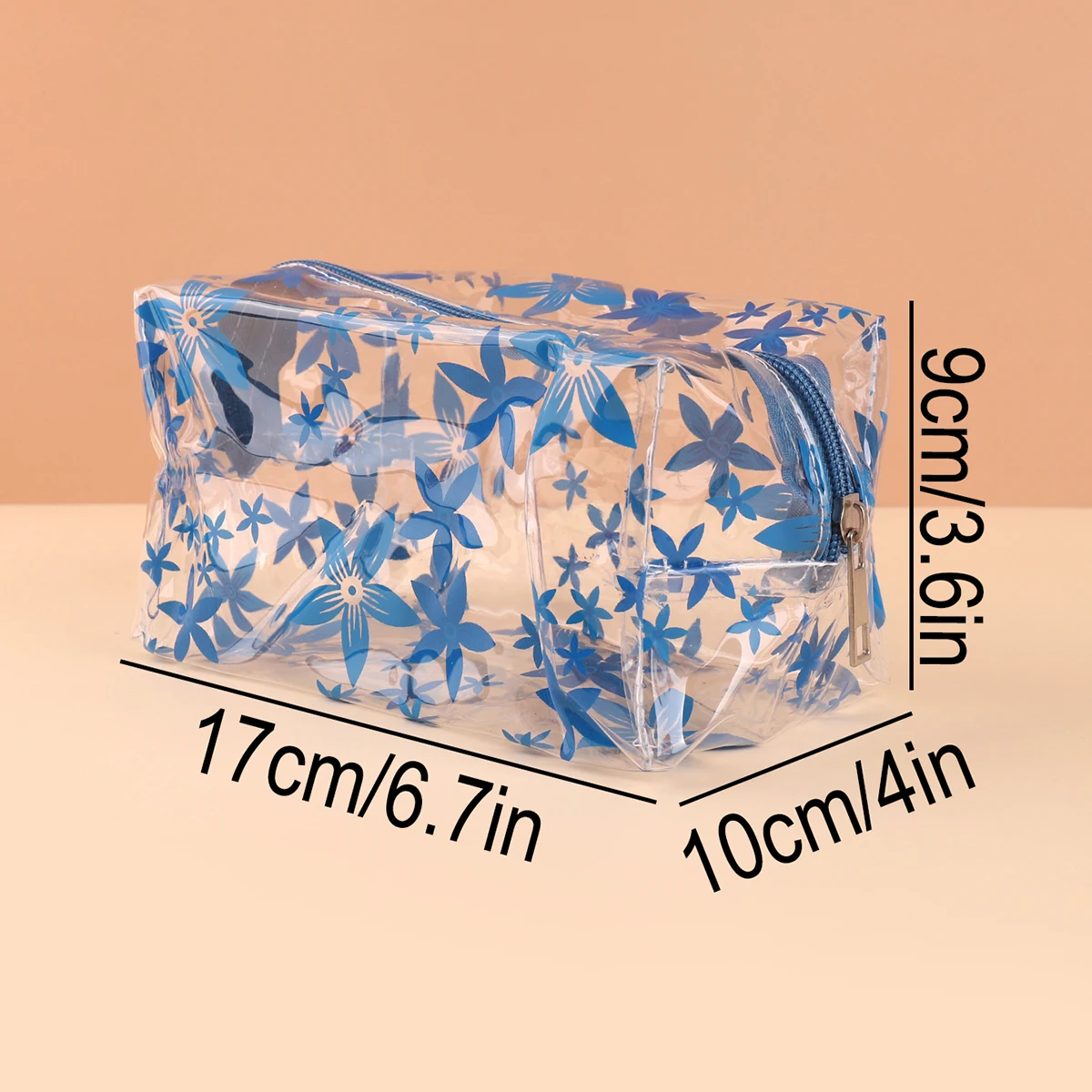 1 transparent PVC pencil case, flower pattern stationery pencil case and storage travel toiletry bag, a gift for friends