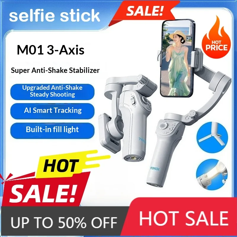 

M01 Handheld Gimbal Three-axis Stabilizer Anti Shake Phone Selfie Stick Face Tracking Bracket Fully Automatic Follow-up Camera