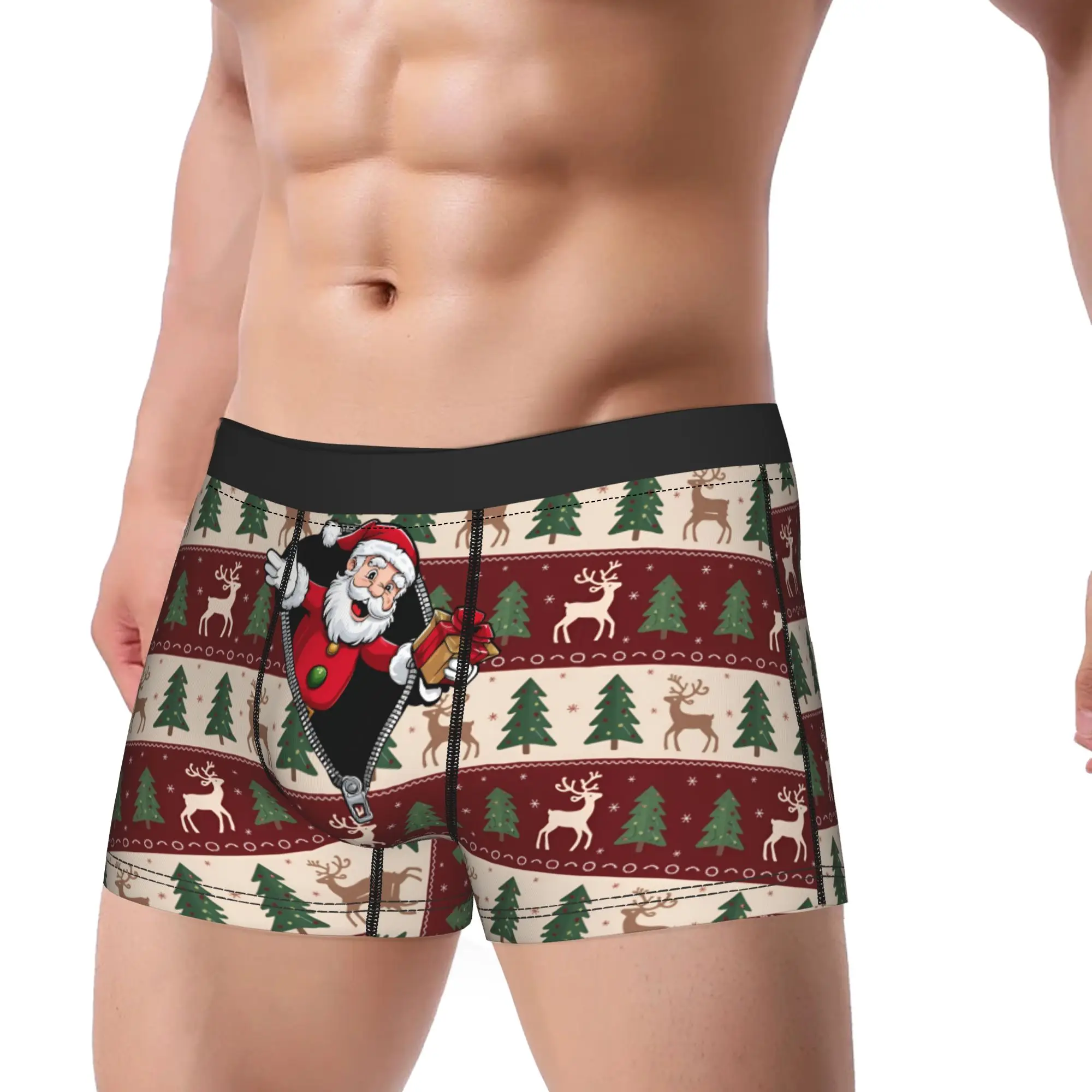 Man's Christmas New Year Santa Claus Boxers Briefs,Comfortable  Underwear Shorts Boxer Briefs