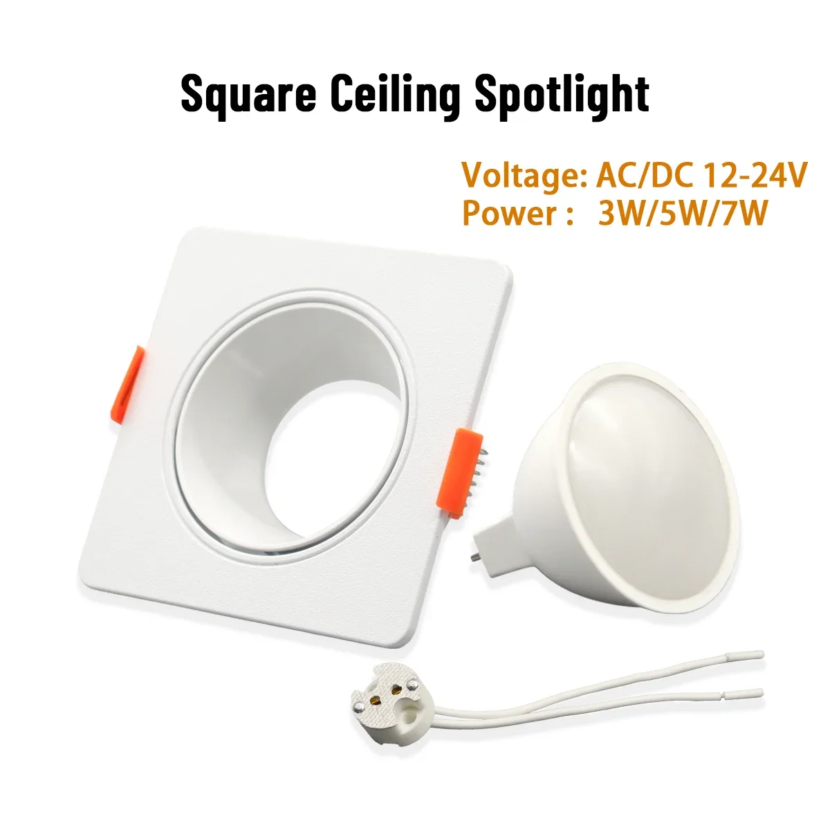 

2pcs/lot Round Square Downlight Energy saving Ceiling Spotlight LED 3W 5W 7W 90 Degree Angle adjustable rotating AC/DC12V 24V