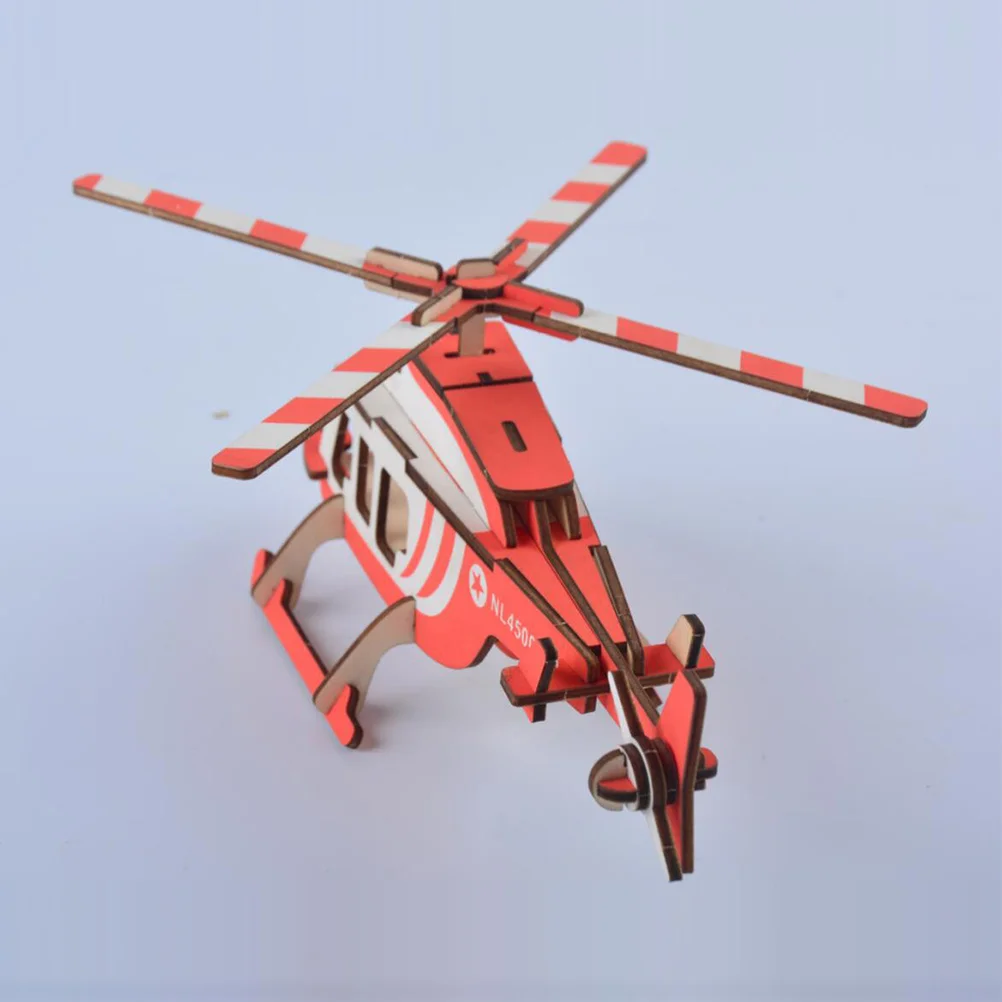 

3D Wooden Puzzles Helicopter Kit Colorful Wood Educational For Kids Smooth Puzzle Game 3D Puzzle