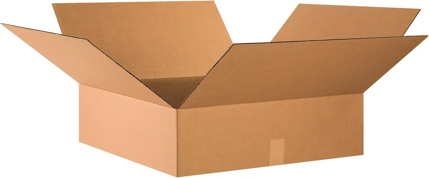 Flat Corrugated Boxes, 24x24x7 Inches, Pack of 10 for Shipping and Storage