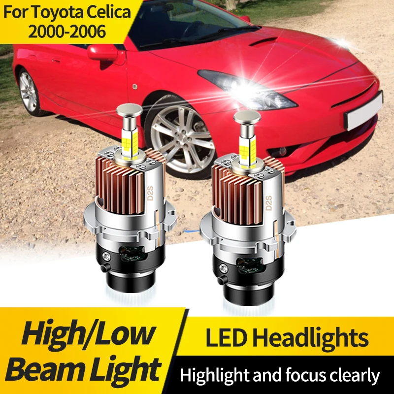 

2PCS For Toyota Celica 2000-2006 D2S HID Xenon Bulbs Replacement LED Headlight D2R Hi/Lo Beam Lamp 4-Sided CSP 6000K Plug&Play