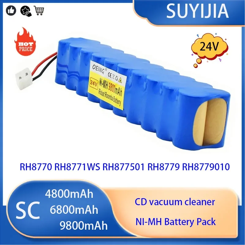 9800mAh for Rowenta 24V NiMH Battery Pack CD Vacuum Cleaner Besen Air Force Extreme RH8770 RH8771WS RH877501 RH8779 RH877901 New