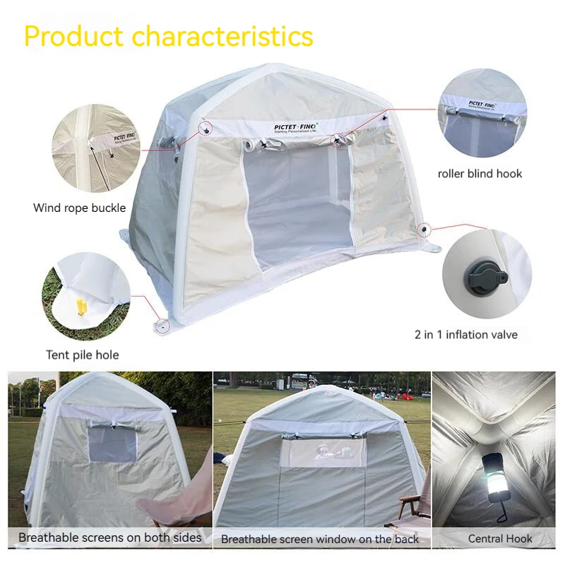 New Version 2 Person Outdoor Ultralight Camping Travel Tent 210T Polyester Waterproof UV Inflatable Silnylon Rodless