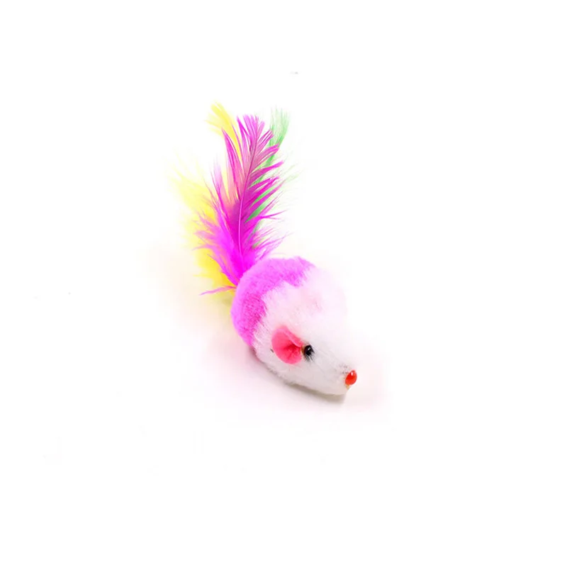 Soft Fleece False Mouse Cat Toys Colorful Feather Mini Funny Playing Training interactive Toys For Cats Kitten Pet Supplies