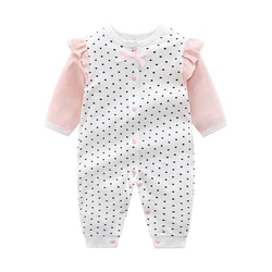 One-piece pure cotton clothes for newborn girl, spring and summer, 1 year old, 0, 3 months, 12, 6