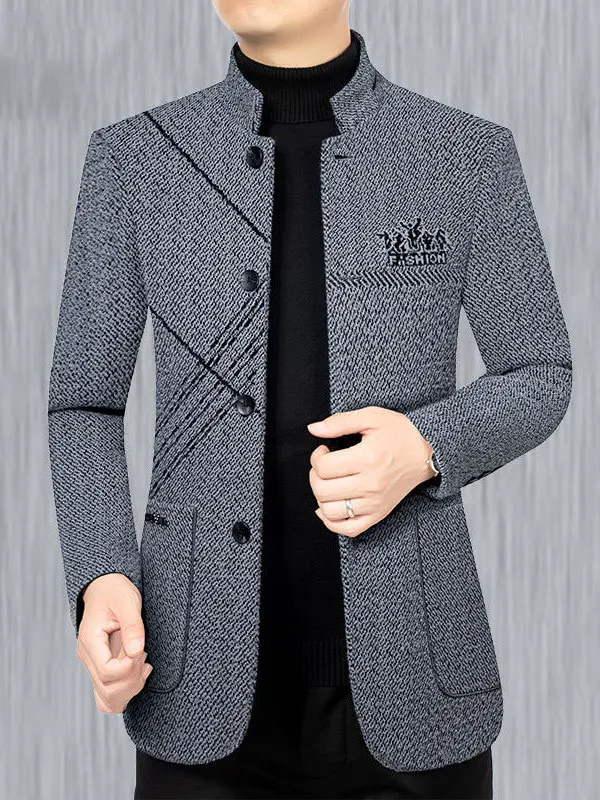 

Middle-Aged Men's Casual Woolen Jaet Autumn Winter New Sle Dad Clothes Faionable Urban Busin Warm Thiened Long Sve