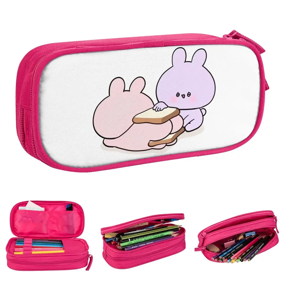 

Asamimichaan Cute Asamimi Bread Pencil Case Fashion Pen Holder Bags Student Large Storage School Supplies Gift Pencilcases