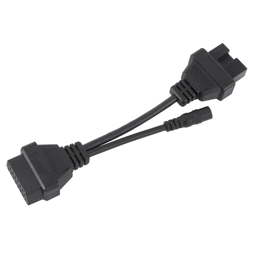 Durable Black OBD1 Male to OBD2 Female ABS 12 Pin to 16 Pin Vehicle Diagnostic Cable Cable with Power Jack For