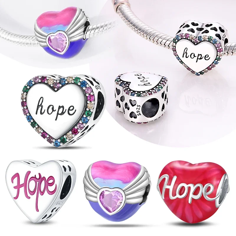 New 925 Sterling Silver Romantic Heart Series Charms Hope Beads Fit 925 Original Bracelet DIY Fine Jewelry Gifts for Women