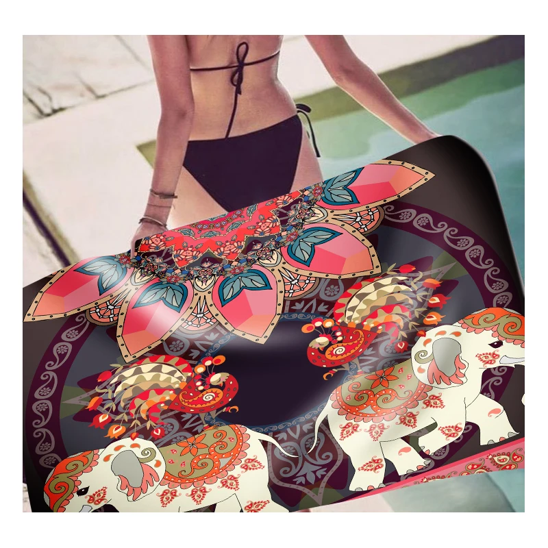 

Прямоугольное пляжное полотенце Сауна Spa Surf Swim Этнический слон Мандала Праздник, подарок на день рождения, Прямая поставка, 70x150 см, 150x180 см