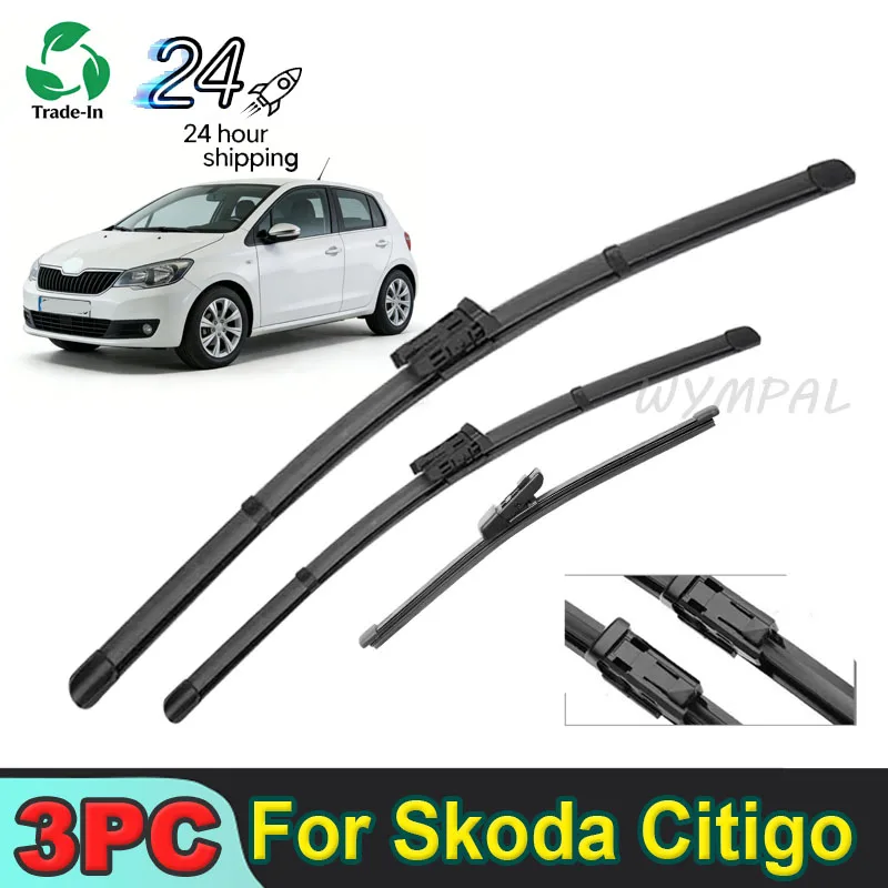 

3pc Wiper LHD Front & Rear Wiper Blades Set For Skoda Citigo 2011 - 2025 Windshield Windscreen Window Rain Brush 24"+16"+10"