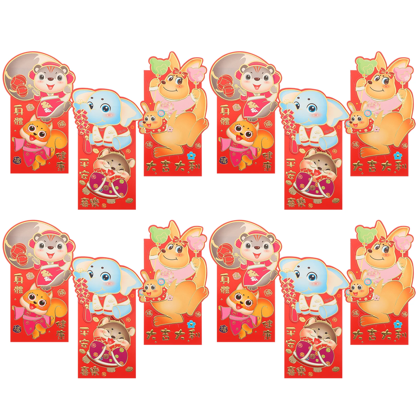 

12pcs Chinese Style Envelopes Creative Lucky Money Bags Festival Red Packets Paper Red Envelope For New Year Wedding Birthday