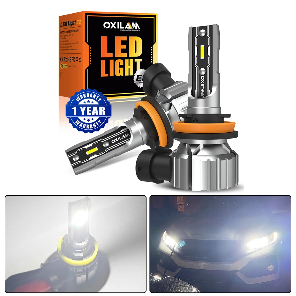 2Pcs H11 9005 HB3 9006 HB4 LED Fog Light Headlight Bulb 12000LM High Brightness 1:1 Halogen Size Plug Play CANBUS Fanless 6500K