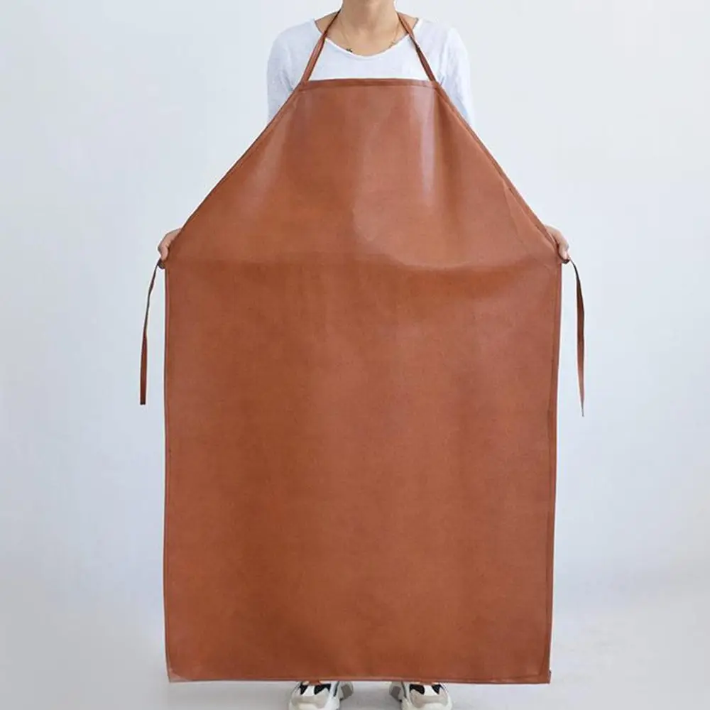 

Thickened PU Leather Apron Waterproof 95/120cm Work Apron Wear-Resistant with 1pair Sleeve Welding Protective Apron