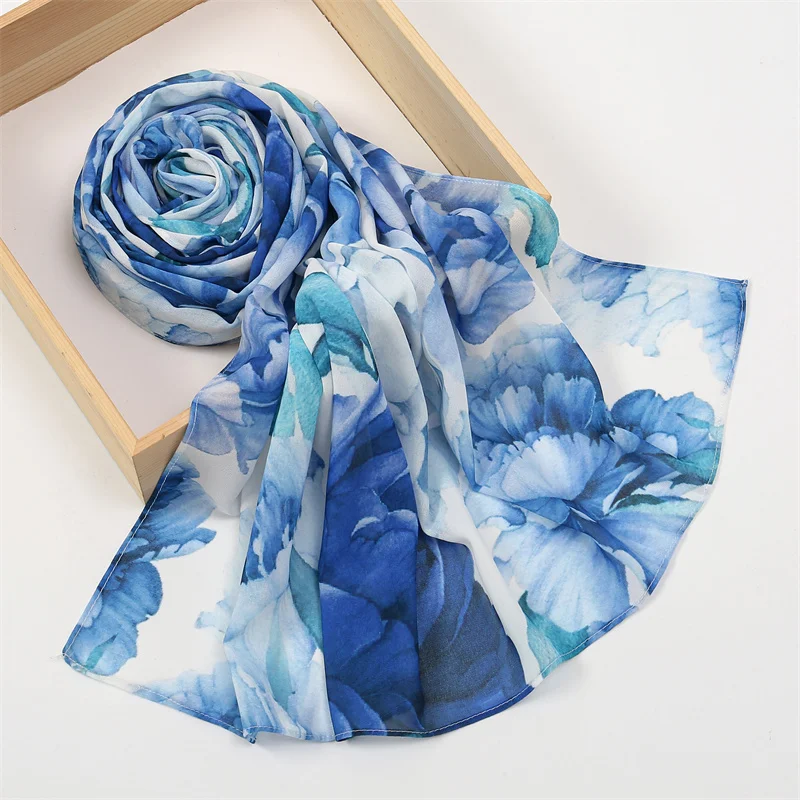 Luxury Print Hijab Scarf Women Turban Muslim Headband Design Chiffon Bandana Wrap Shawl Fashion Muffler Foulard 2024 New