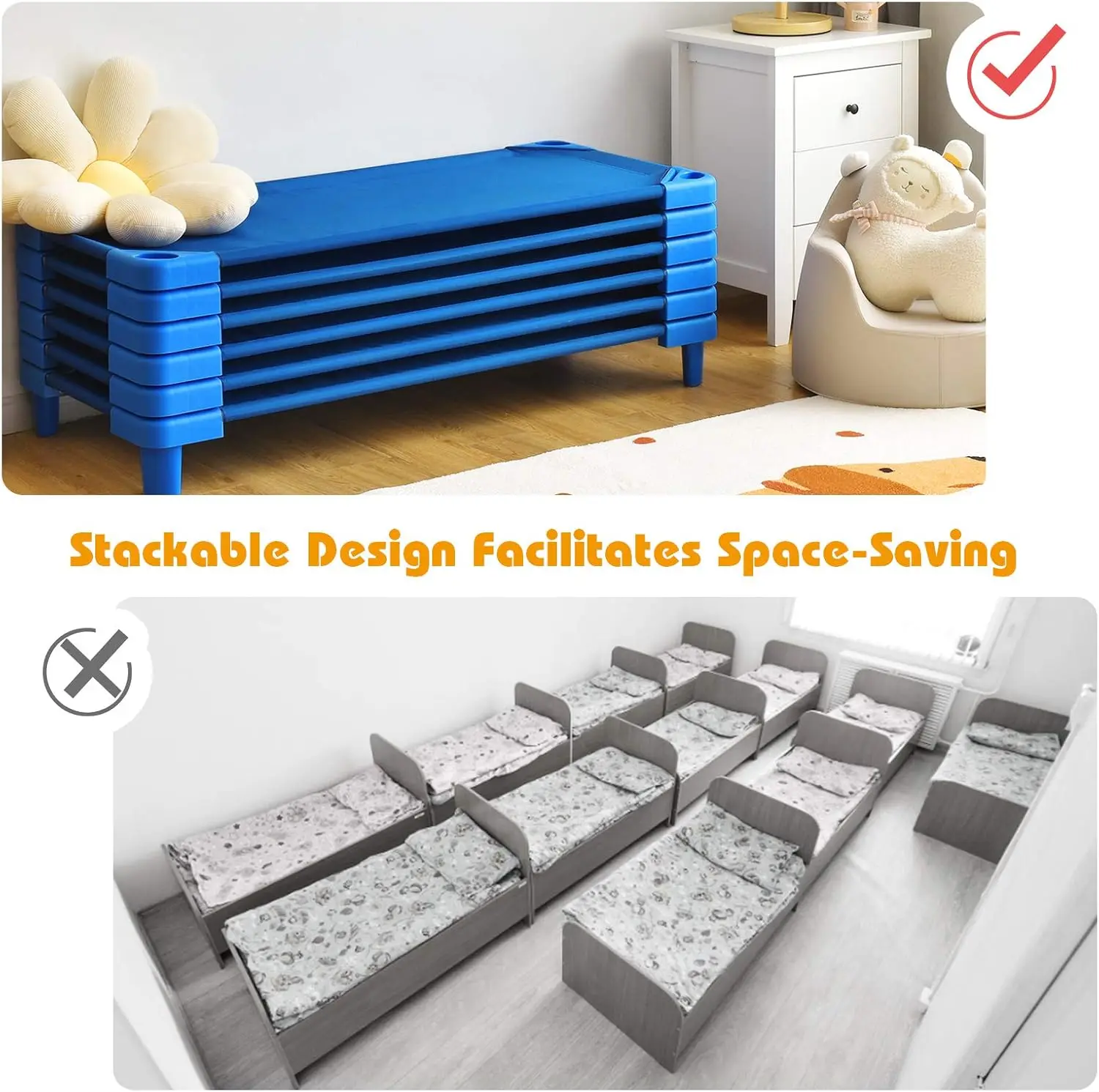 Sleeping Daycare Cots for Kids, Portable Toddler Nap Cots, 52\