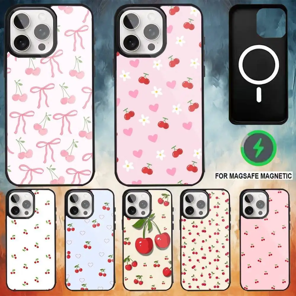 

Cute Cartoon Cherry Phone Case For iPhone17,16,15,14,13,12,11 Plus,Pro Max Magnetic Magsafe Wireless Charging