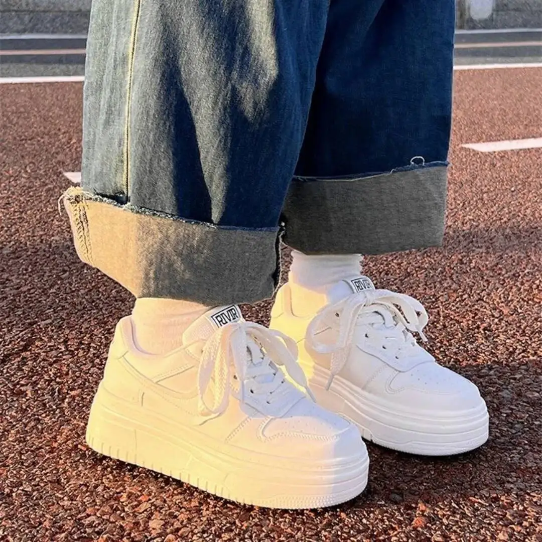 2025 Spring Women's Breathable White Casual Sneakers Versatile Platform Thick-Soled Casual Shoes  Lightweight & Fashionable